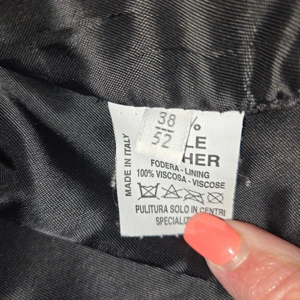 Vera Pelle Made in Italy Men's Black Leather Top Coat Size‎ 38/52 Fully Lined